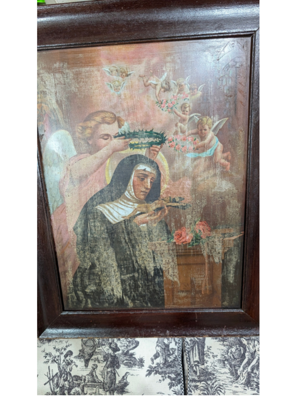 Vintage Religious Tin Art Lithograph of Saint Rota of Cascia by John Duffy 29 x
